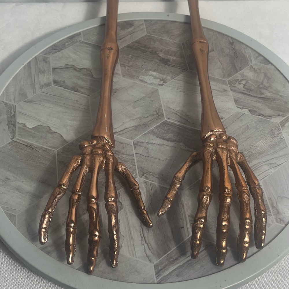Copper Skeleton Hand Decor Set Gothic Halloween Tabletop Display Pair - Picture 6 of 6
